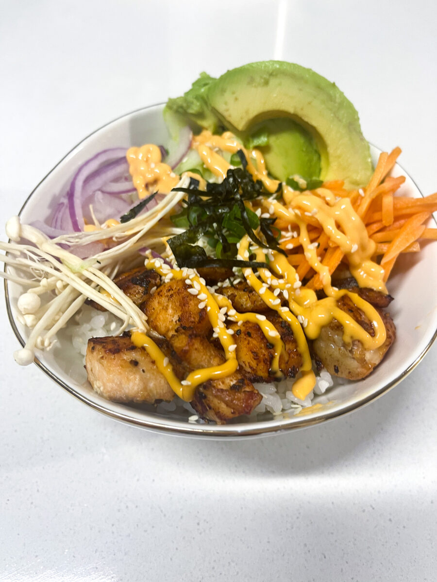 Crispy Salmon Rice Sushi Bowls