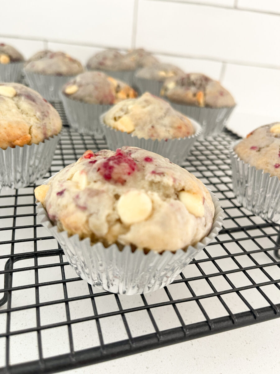 White Chocolate Chip and Raspberry Muffins