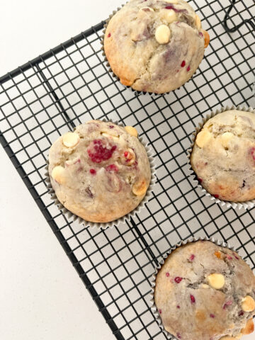 White Chocolate Chip and Raspberry Muffins