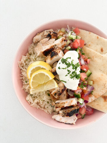 GREEK CHICKEN RICE IN BOWL