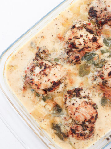 Italian Chicken Bake with Creamy Parmesan Potatoes tray