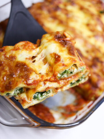 Spinach and Ricotta Cannelloni on spoon