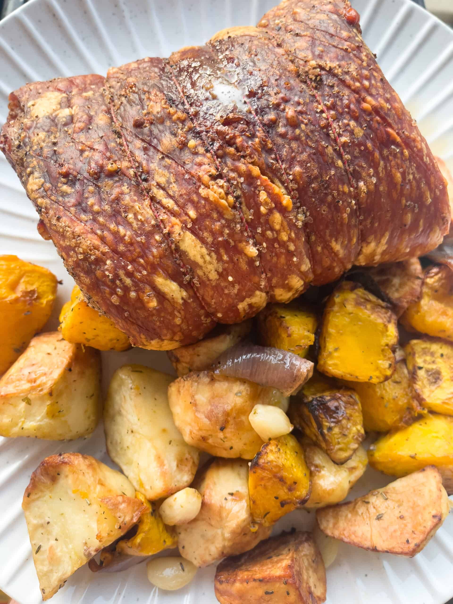 Air Fryer roast pork on plate