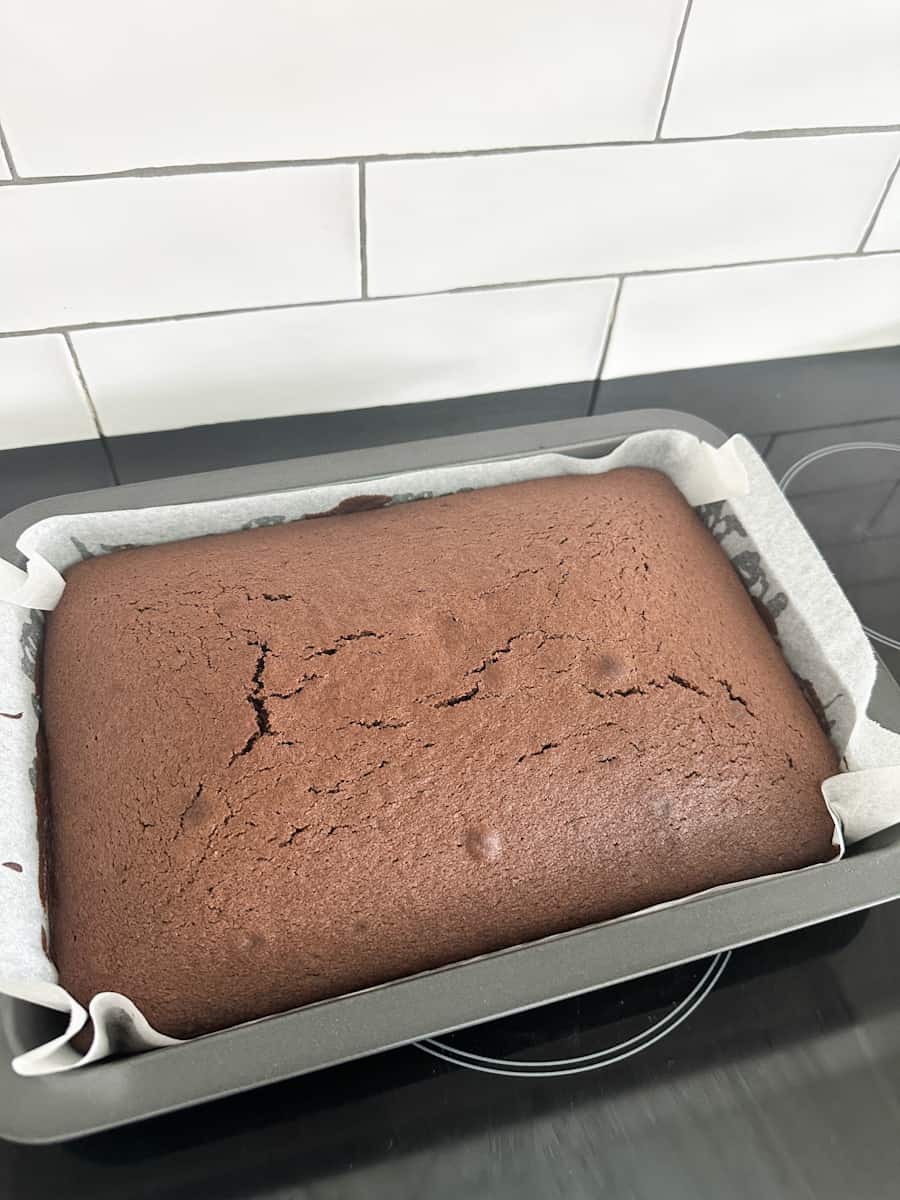 Easy Chocolate Tray Cake baked