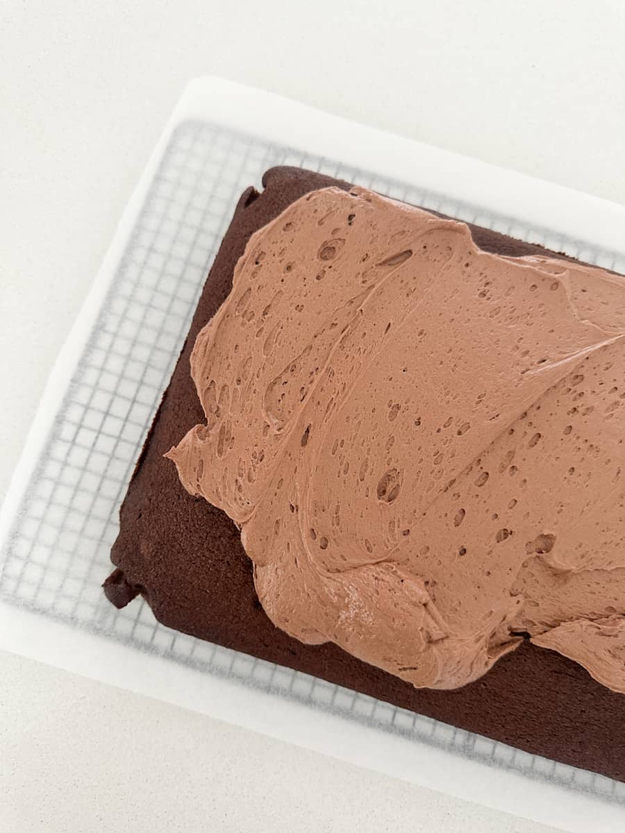 Easy Chocolate Tray Cake icing step 1